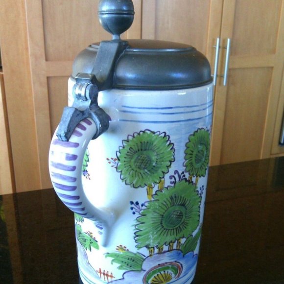 Fayence Rolling Pewter lidded German Beer Stein König Brewery 8248031 Pilseners - Picture 11 of 16